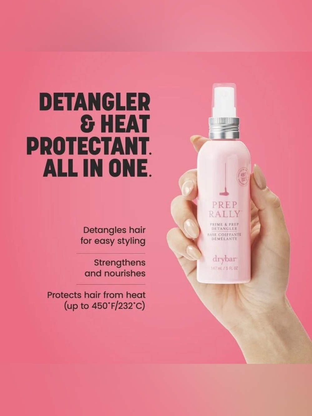 Drybar Prep Rally Detangler & Heat Protectant Spray - Pink